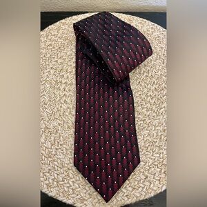 All Silk, Hand Made, Roberto Villini Burgundy and Black Men's Tie